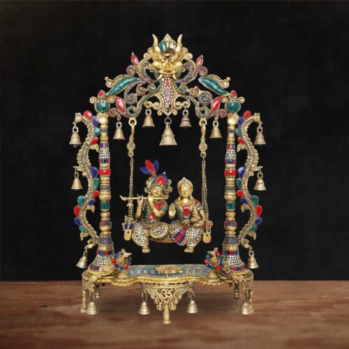 Meenakari Brass Radha Krishna Jhula- 26 inches
