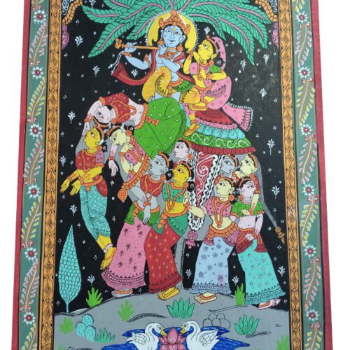 Radha Krishna Raas Leela Pattachitra Painting [ 19 x 30 inches ]