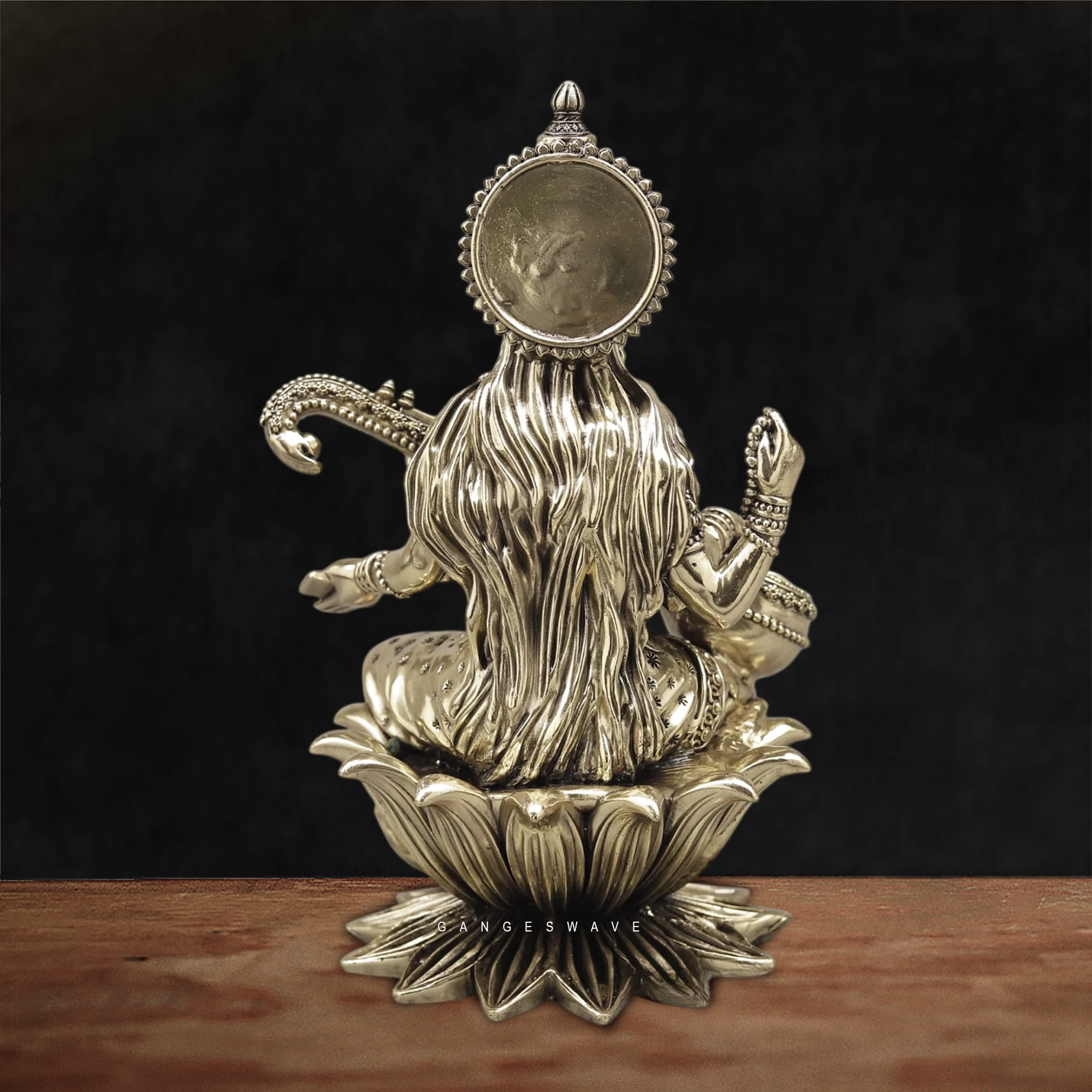 Superfine Brass MaLakshmi, Ganesh, MaSaraswati Idol - 10 inches - Image 4