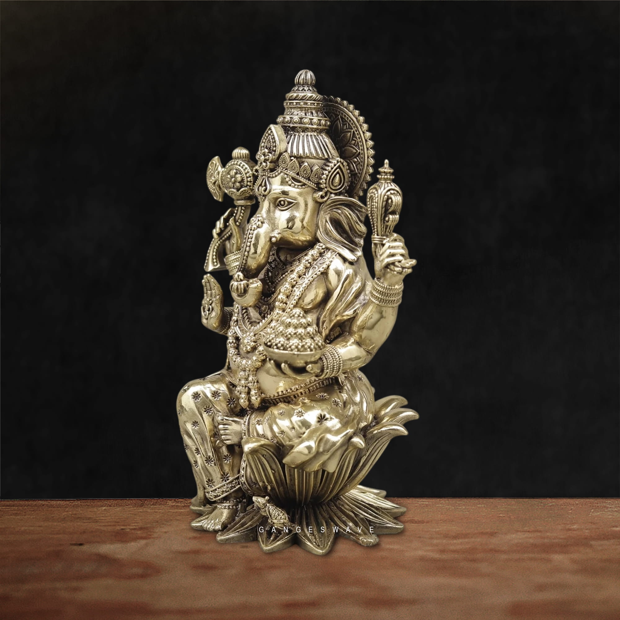 Superfine Brass MaLakshmi, Ganesh, MaSaraswati Idol - 10 inches - Image 20