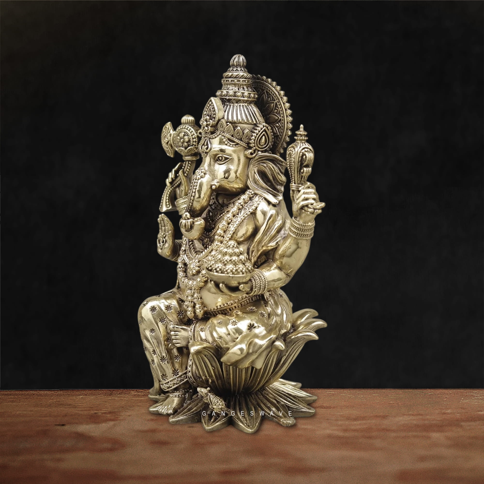 Superfine Brass Lord Ganesha Idol - 10 inches - Image 2