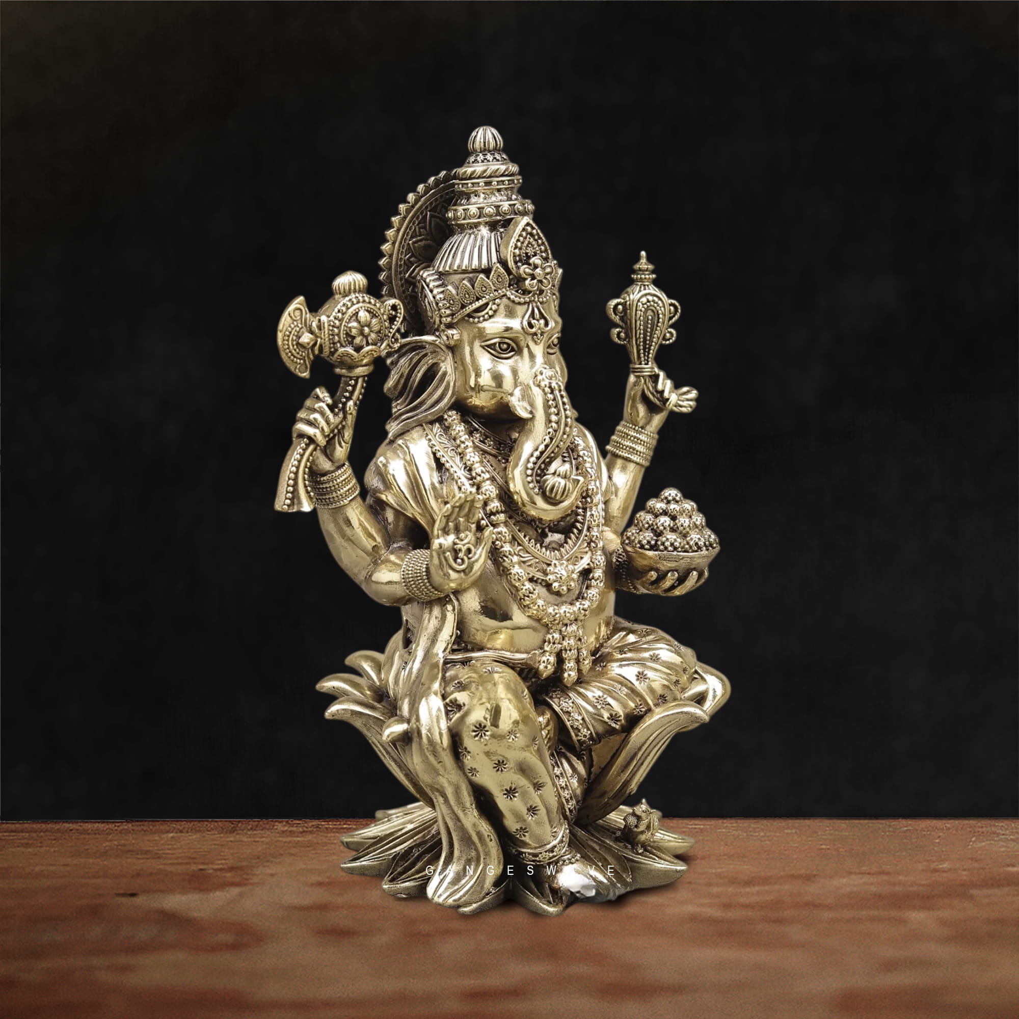 Superfine Brass Lord Ganesha Idol - 10 inches - Image 3