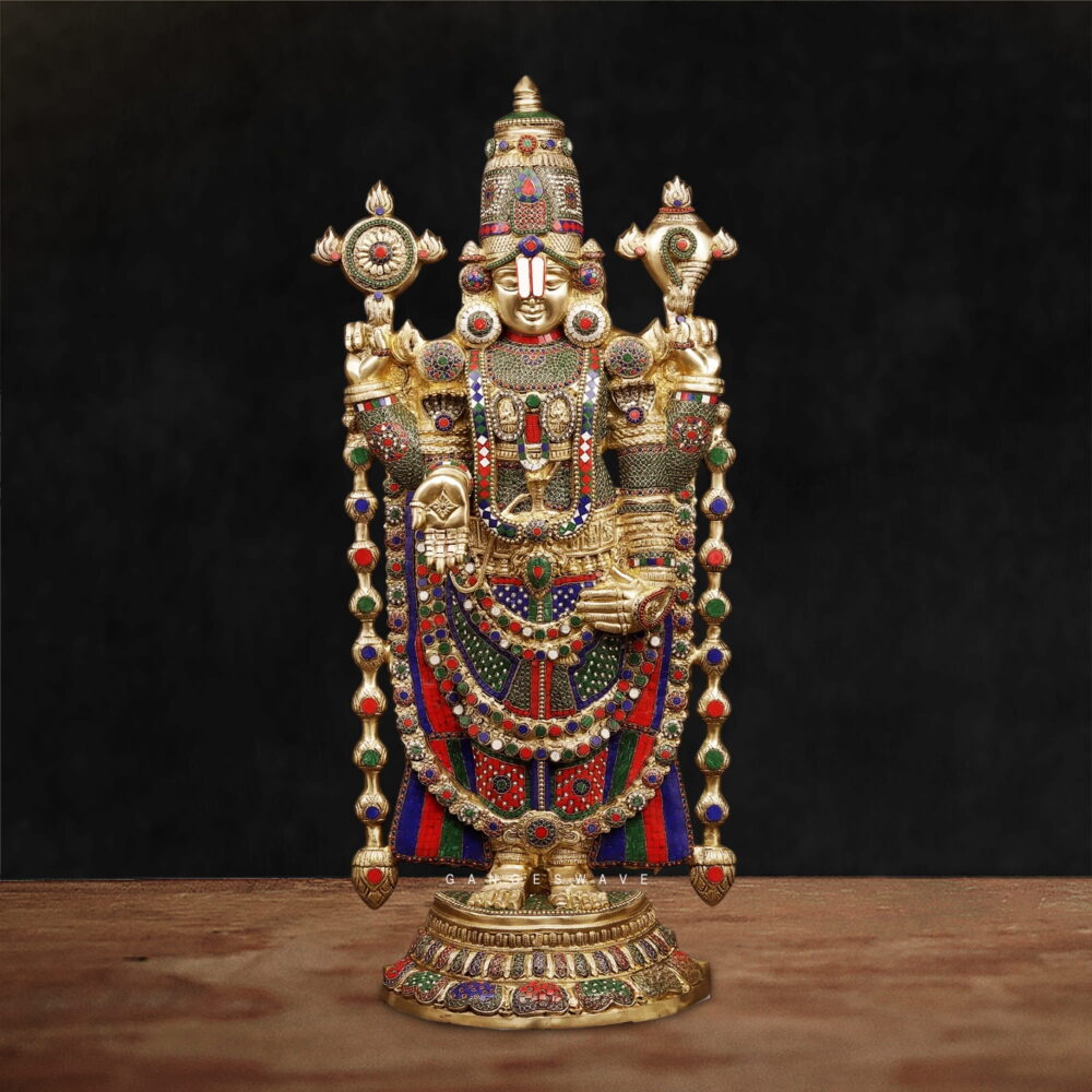 Premium Meenakari Brass Lord Venkateswara Statue - 46 inches