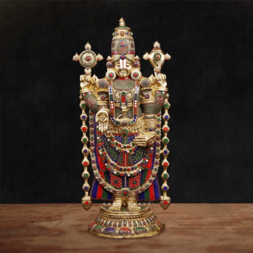 Premium Meenakari Brass Lord Venkateswara Statue - 46 inches