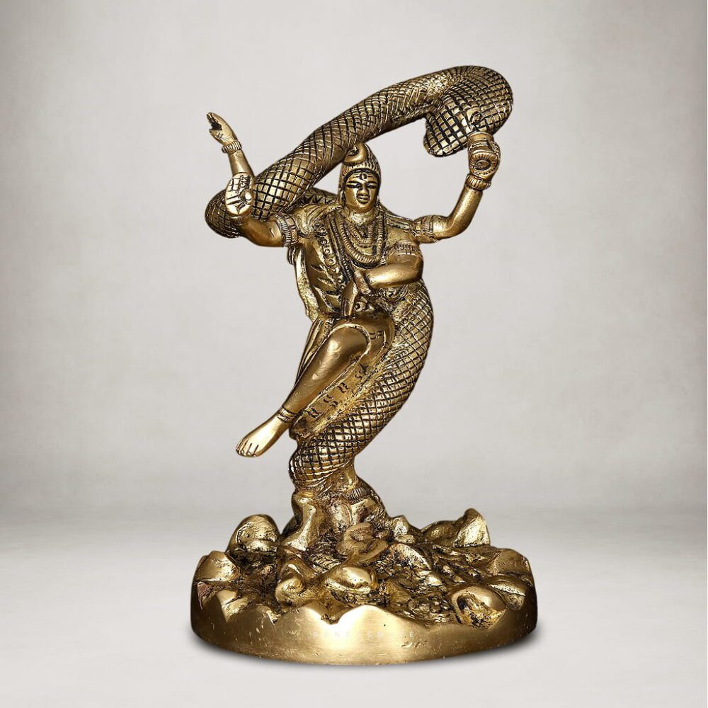 Brass Shiva with Vasuki Snake Statue - 6 inches