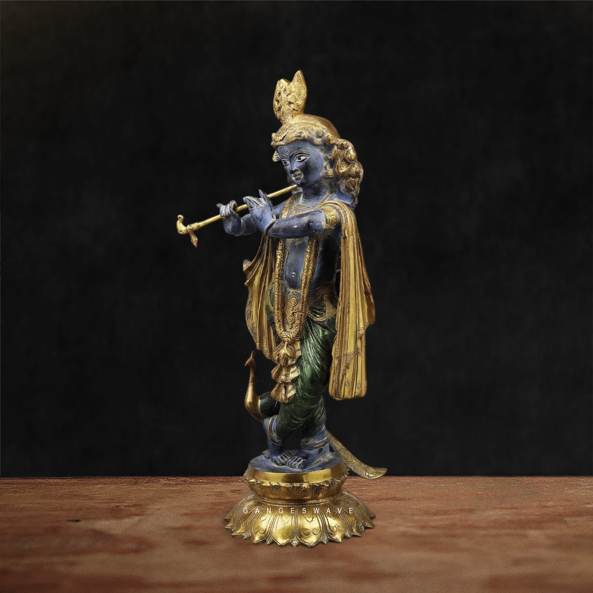 Artisanal Brass Krishna Statue – 20 inches - Image 3