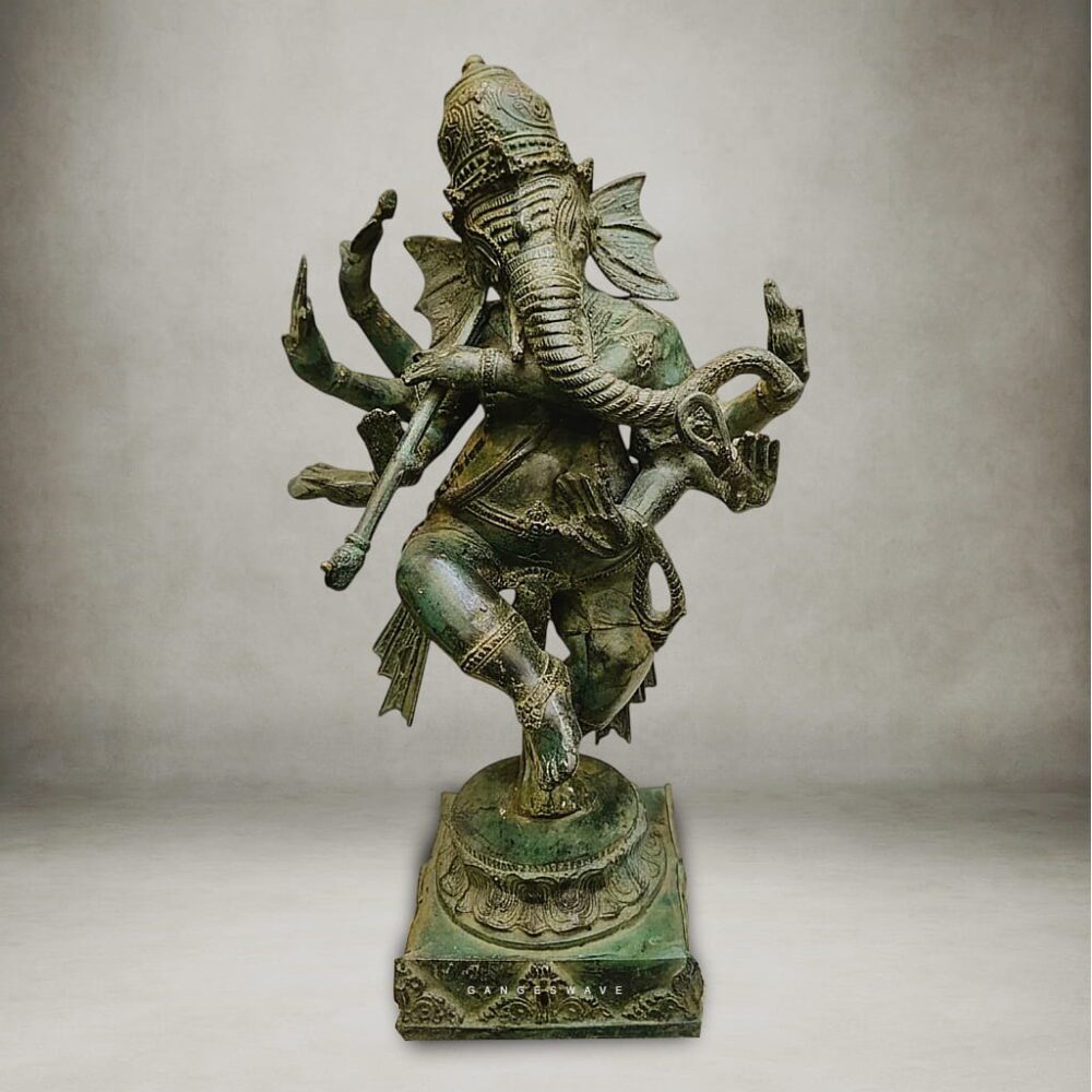 Nepali Vintage Dancing Ganpati Statue - 15 inches