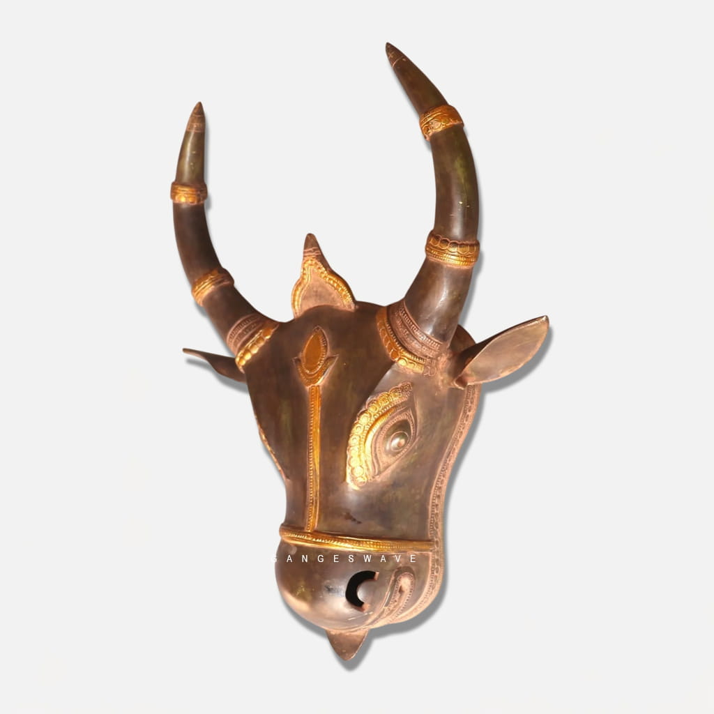 Vintage Brass Bull Head Wall Decor - 17.5 inches - Image 2