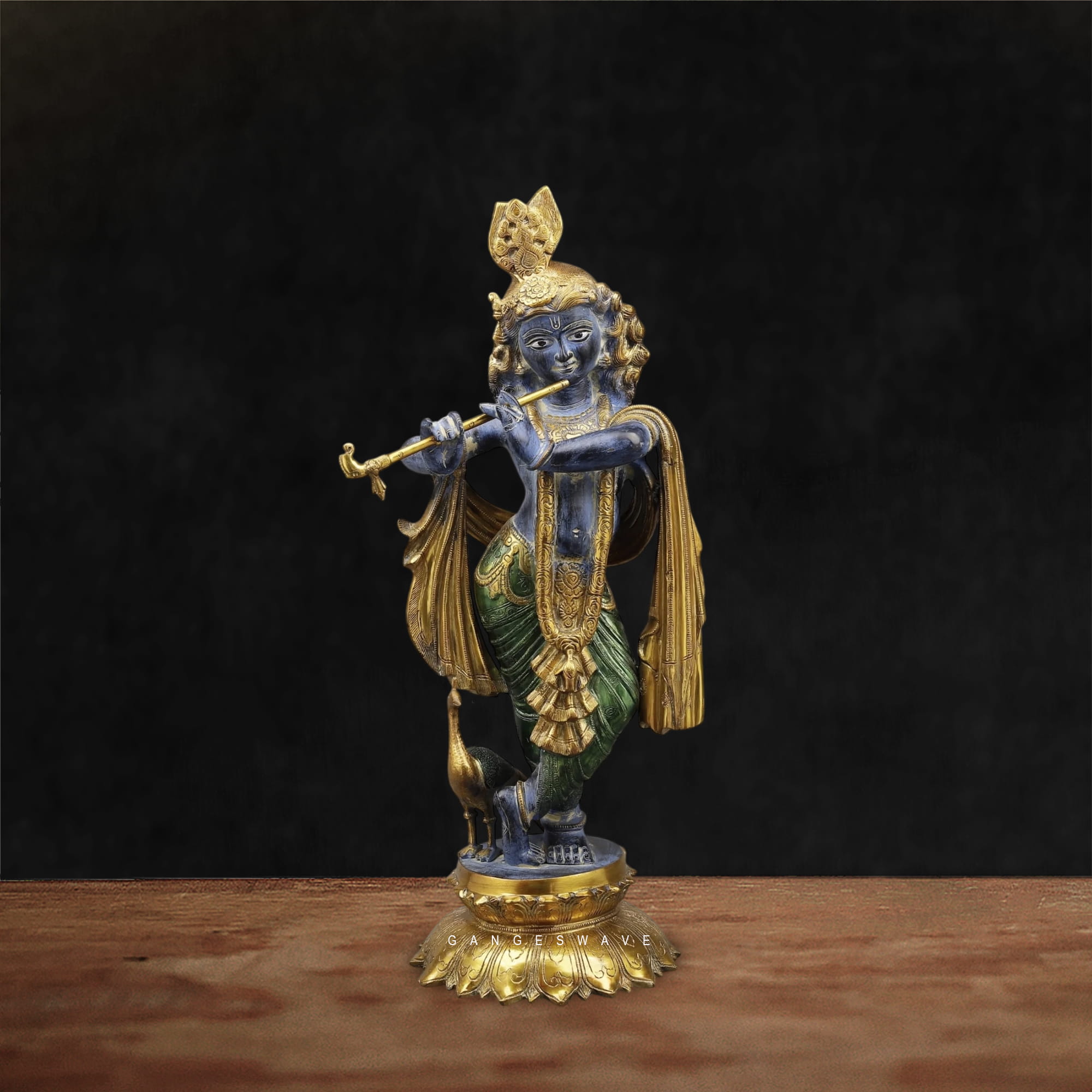 Artisanal Brass Krishna Statue – 20 inches - Image 2