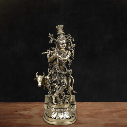 Krishna Superfine Brass Idol - 14.5 inches
