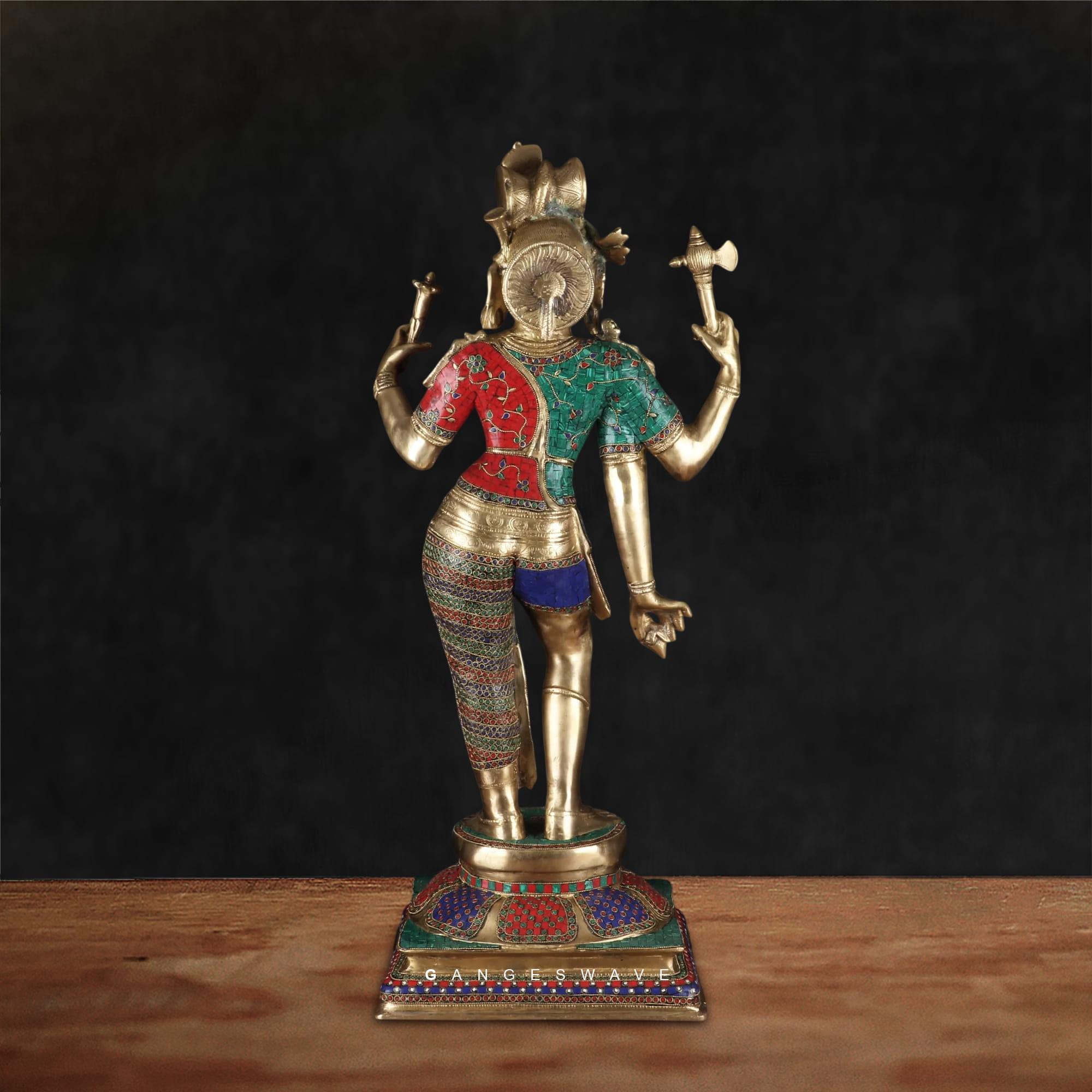 Premium Ardhanaiswar Meenakari Brass Statue - 30 inches - Image 5