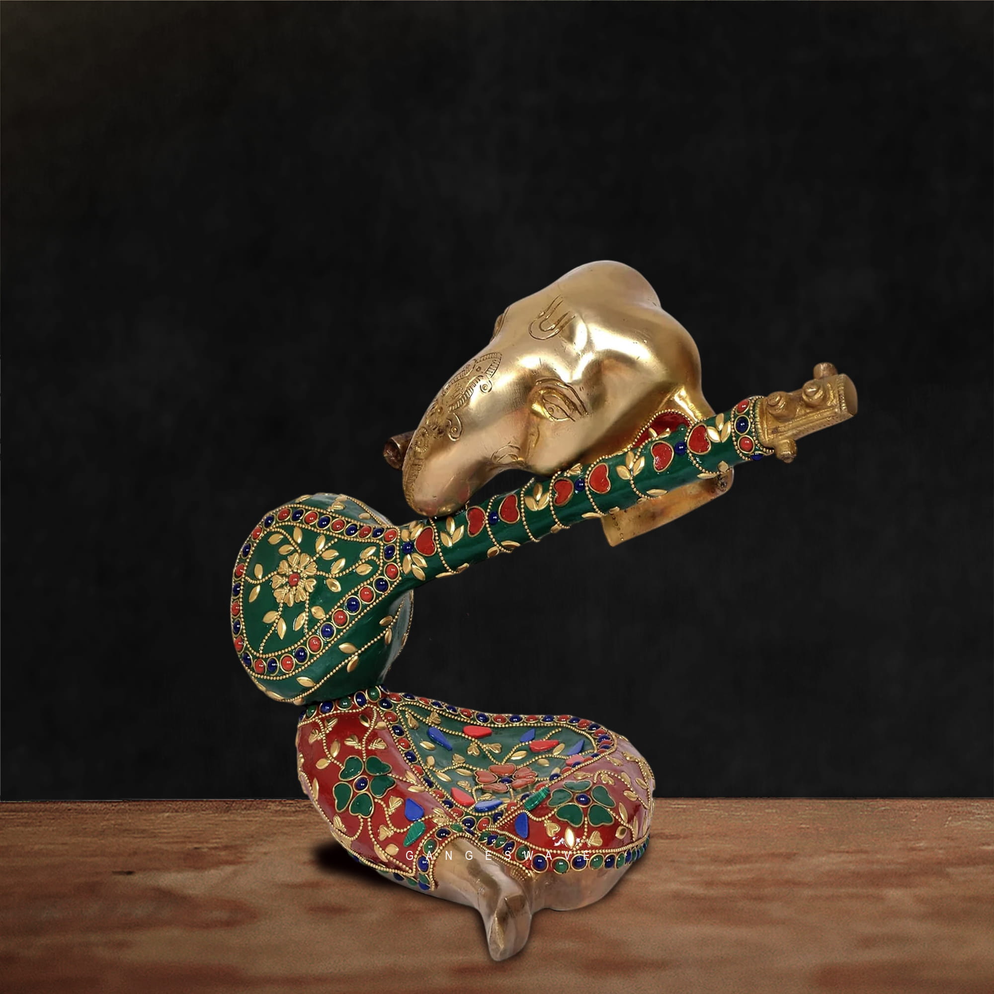 Ganesh Brass Decor with Meenakari - 9 inches - Image 4