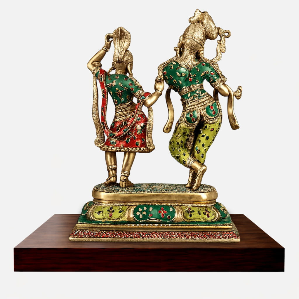 Artistic Meenakari Radha Krishna Idol - 18 inches - Image 3