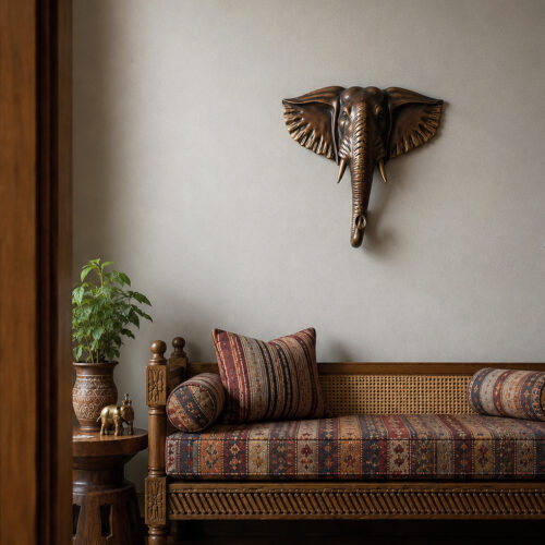 Handcrafted Brass Elephant Wall Hanging - 18 inches