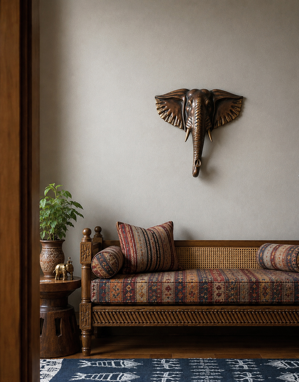 Handcrafted Brass Elephant Wall Hanging - 18 inches