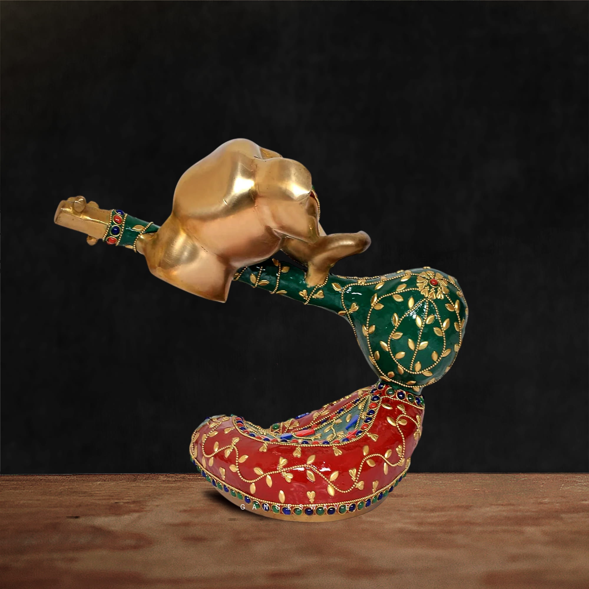 Ganesh Brass Decor with Meenakari - 9 inches - Image 3