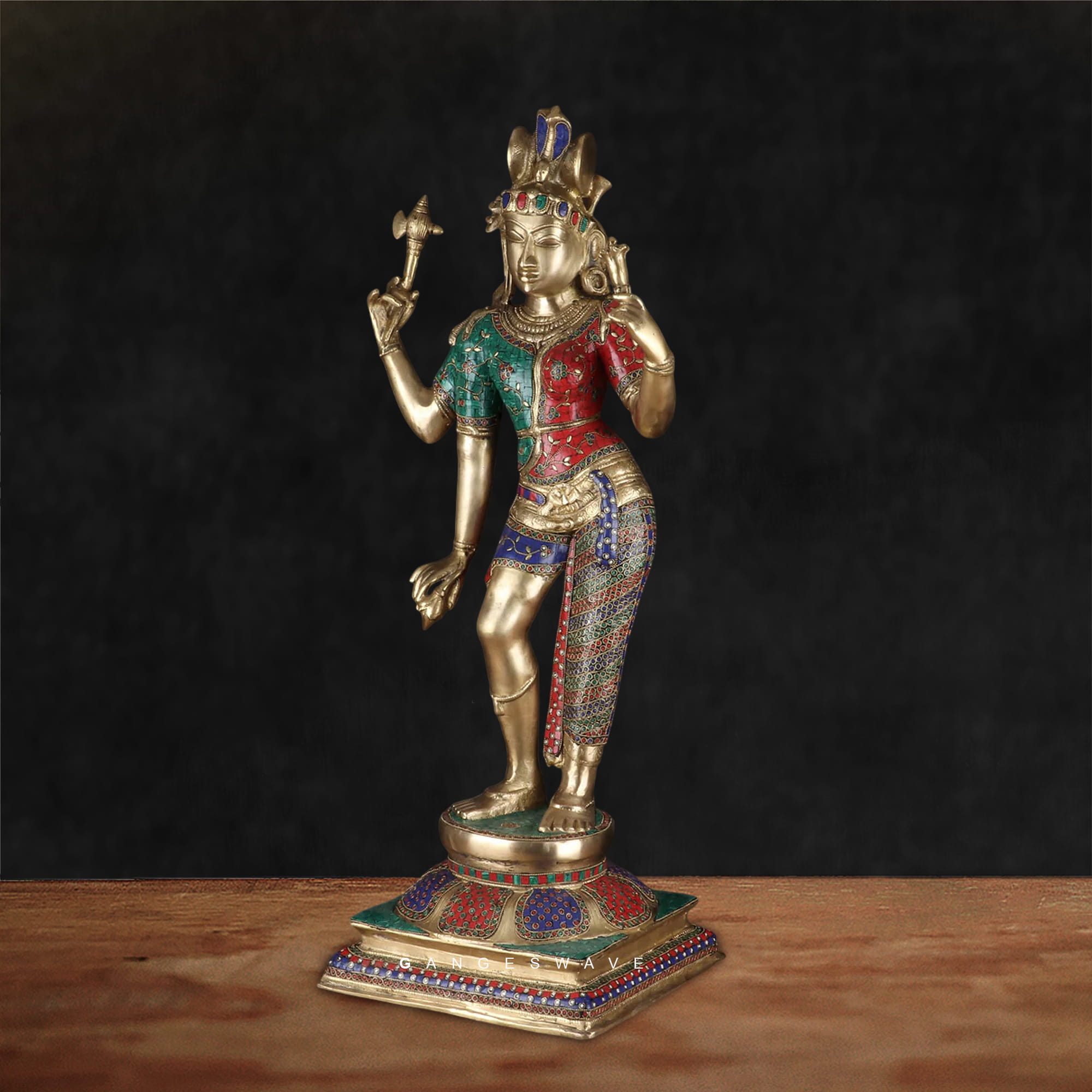 Premium Ardhanaiswar Meenakari Brass Statue - 30 inches - Image 2