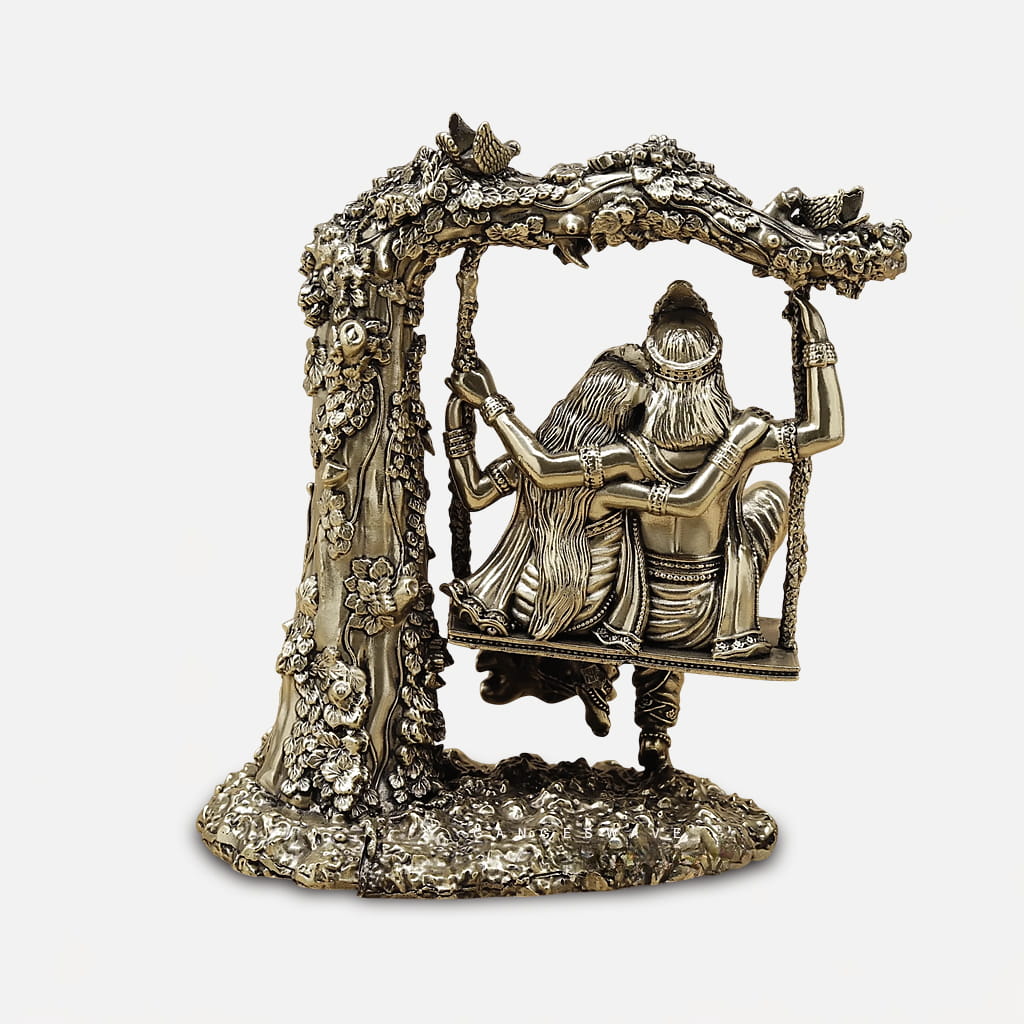Superfine Brass Radha Krishna Jhula Statue - 6 inches - Image 2