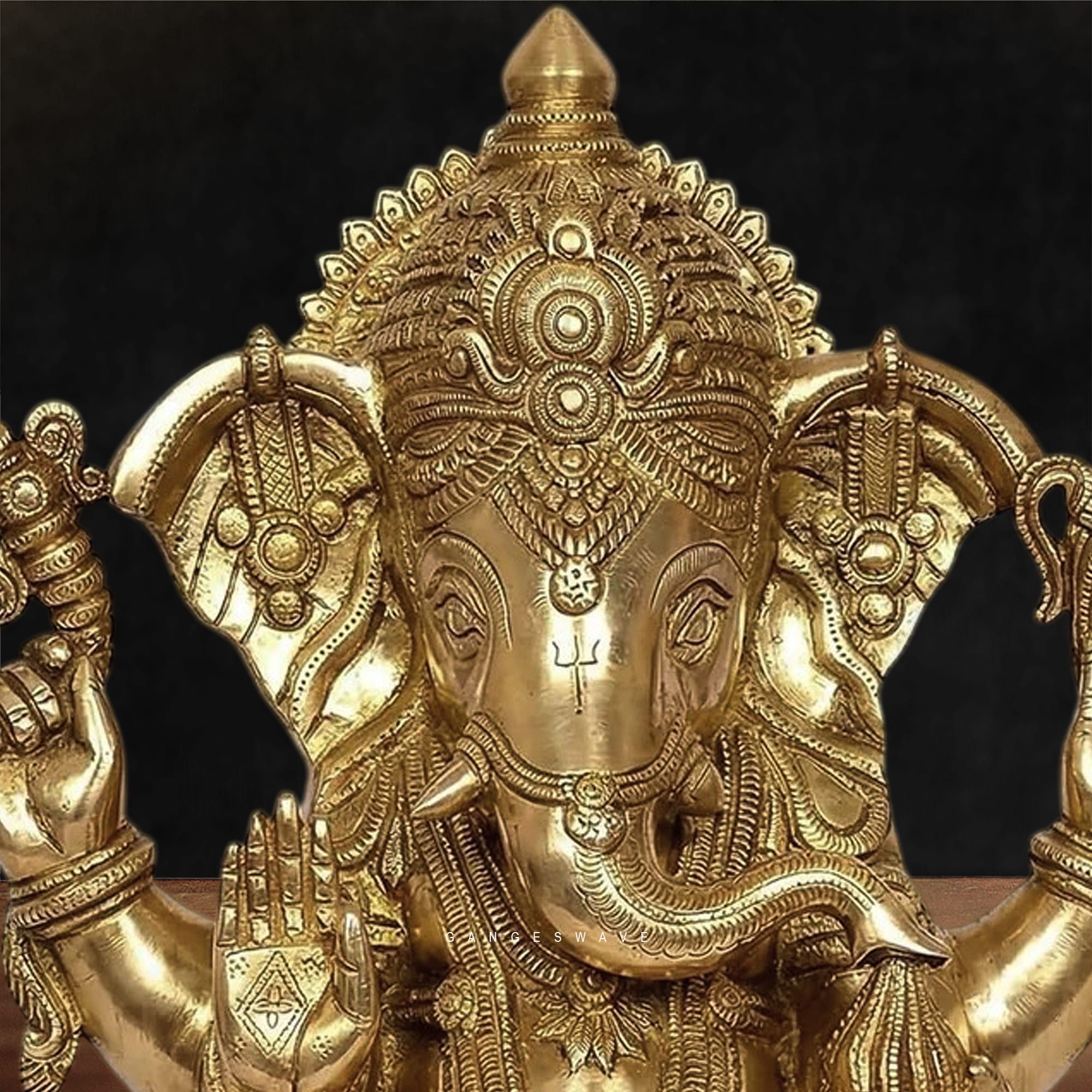Superfine Brass Ganesha Murti - 15 inches - Image 6