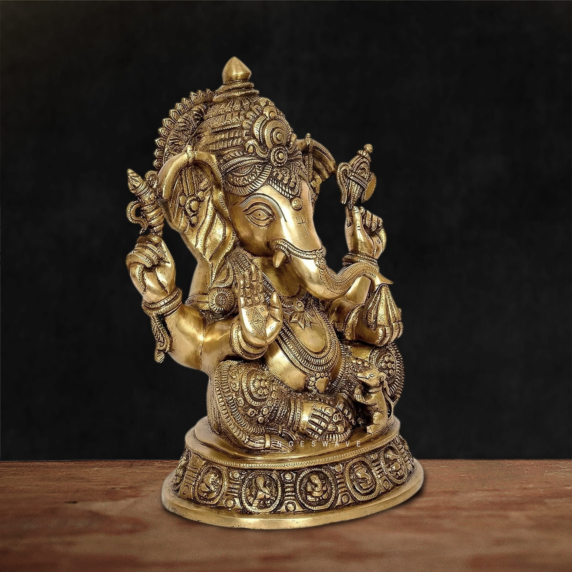 Superfine Brass Ganesha Murti - 15 inches - Image 5