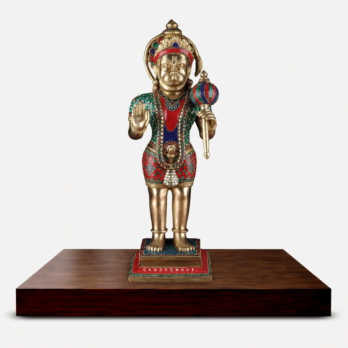 Handcrafted Brass Lord Hanuman Meenakari Idol - 23 inches