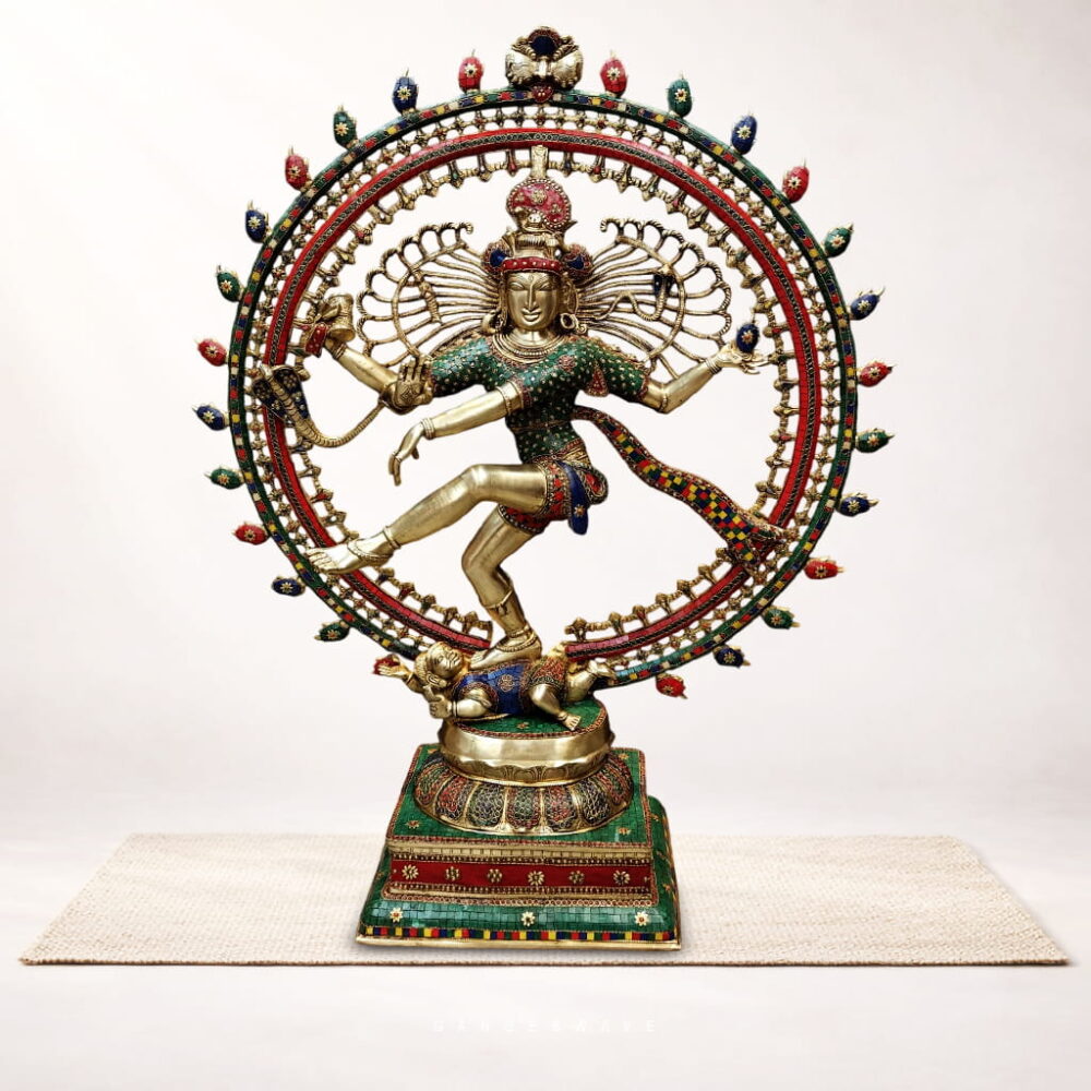 Premium Brass Nataraja Statue with Meenakari Work - 48 inches