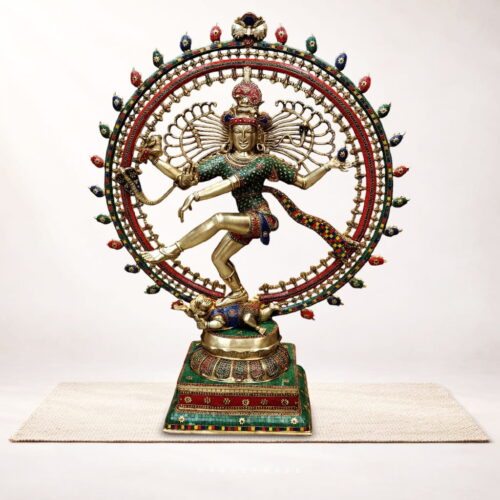 Premium Brass Nataraja Statue with Meenakari Work - 48 inches