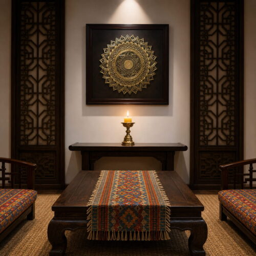 Handcrafted Brass Mandala Wall Art With Frame - 38 inches