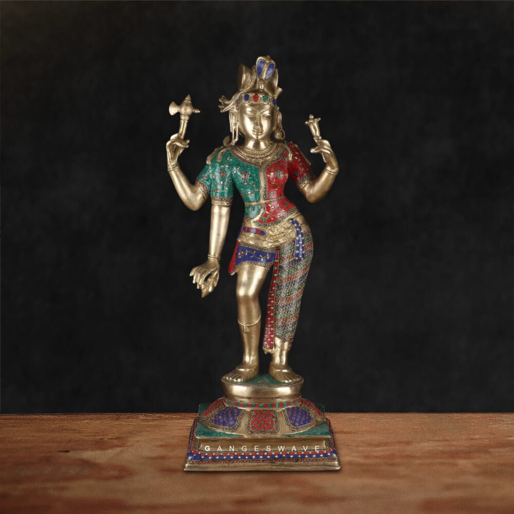 Premium Ardhanaiswar Meenakari Brass Statue - 30 inches