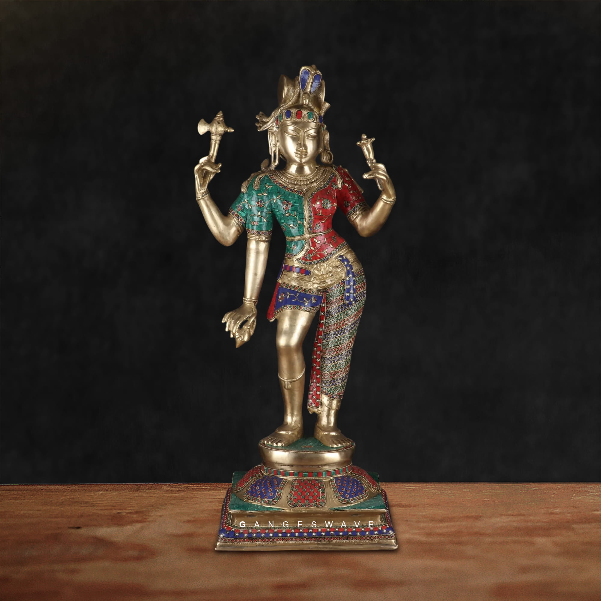 Premium Ardhanaiswar Meenakari Brass Statue - 30 inches - Image 3