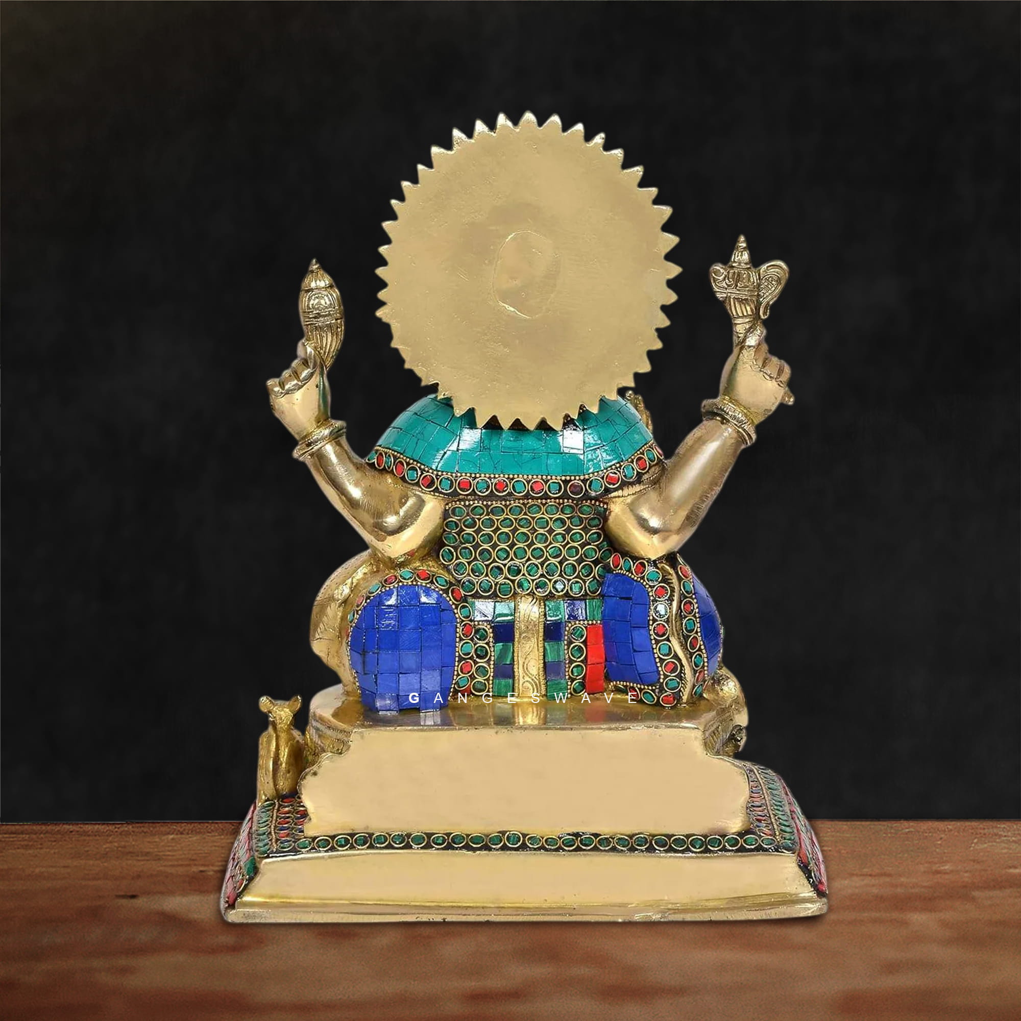 Meenakari Lord Ganesha Brass Statue - Image 3