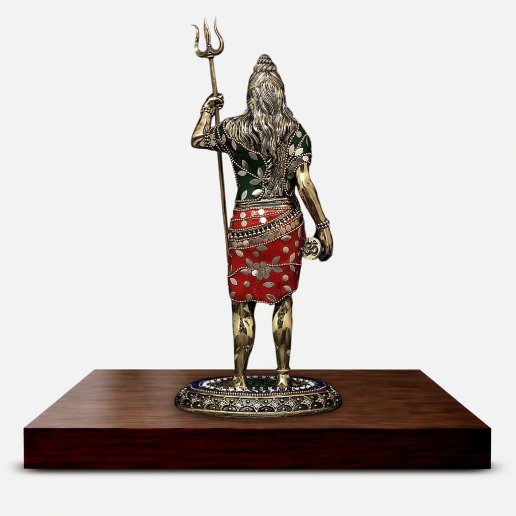 Shiva Brass Idol in Meenakari - 12 inches - Image 3