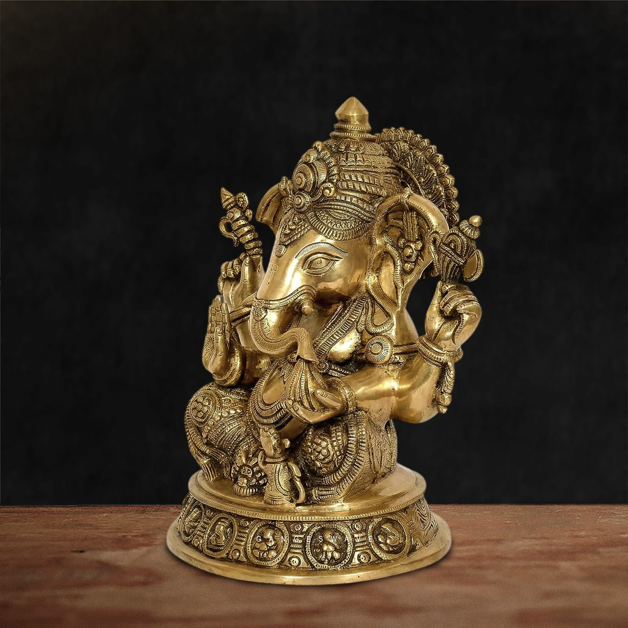 Superfine Brass Ganesha Murti - 15 inches - Image 4