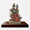 Radha Krishna Superfine Meenakari Brass Idol with Peacock - 8 inches
