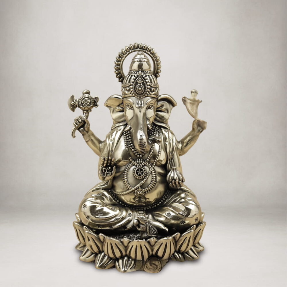 Superfine Brass Ganesha Idol - 6 inches