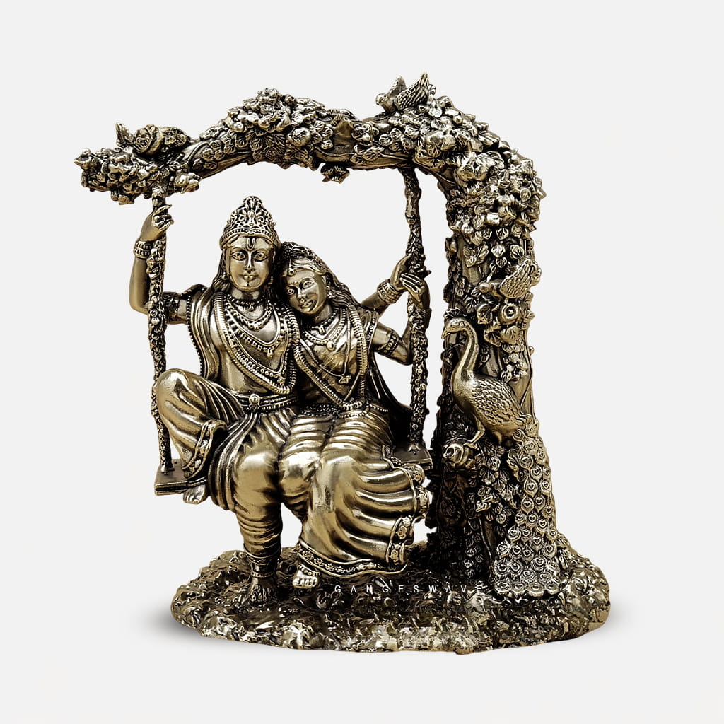 Superfine Brass Radha Krishna Jhula Statue - 6 inches