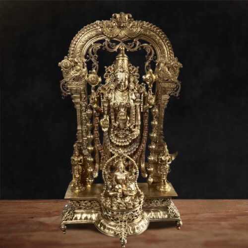 Tirupati Balaji Superfine Bronze Murti with Prabhavali - 8 Feet