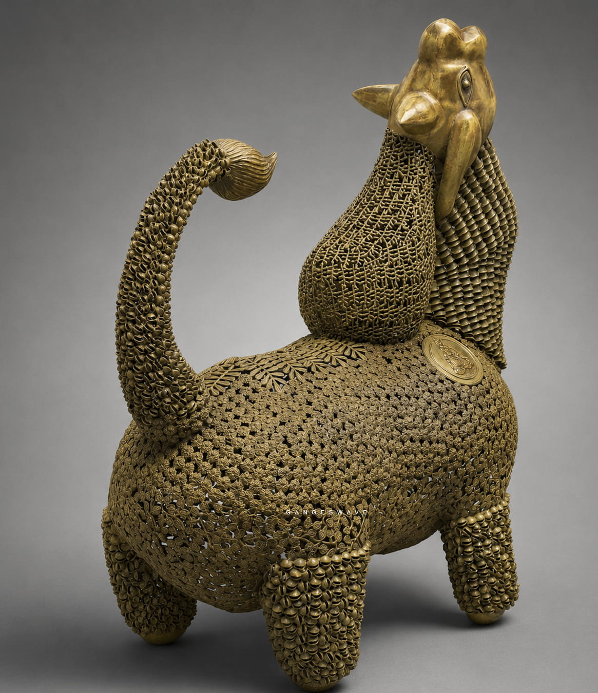 Artistic Abhaya Brass Nandi Sculpture - 60 inches - Image 5