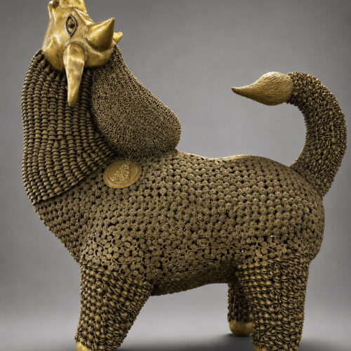 Artistic Abhaya Brass Nandi Sculpture - 60 inches