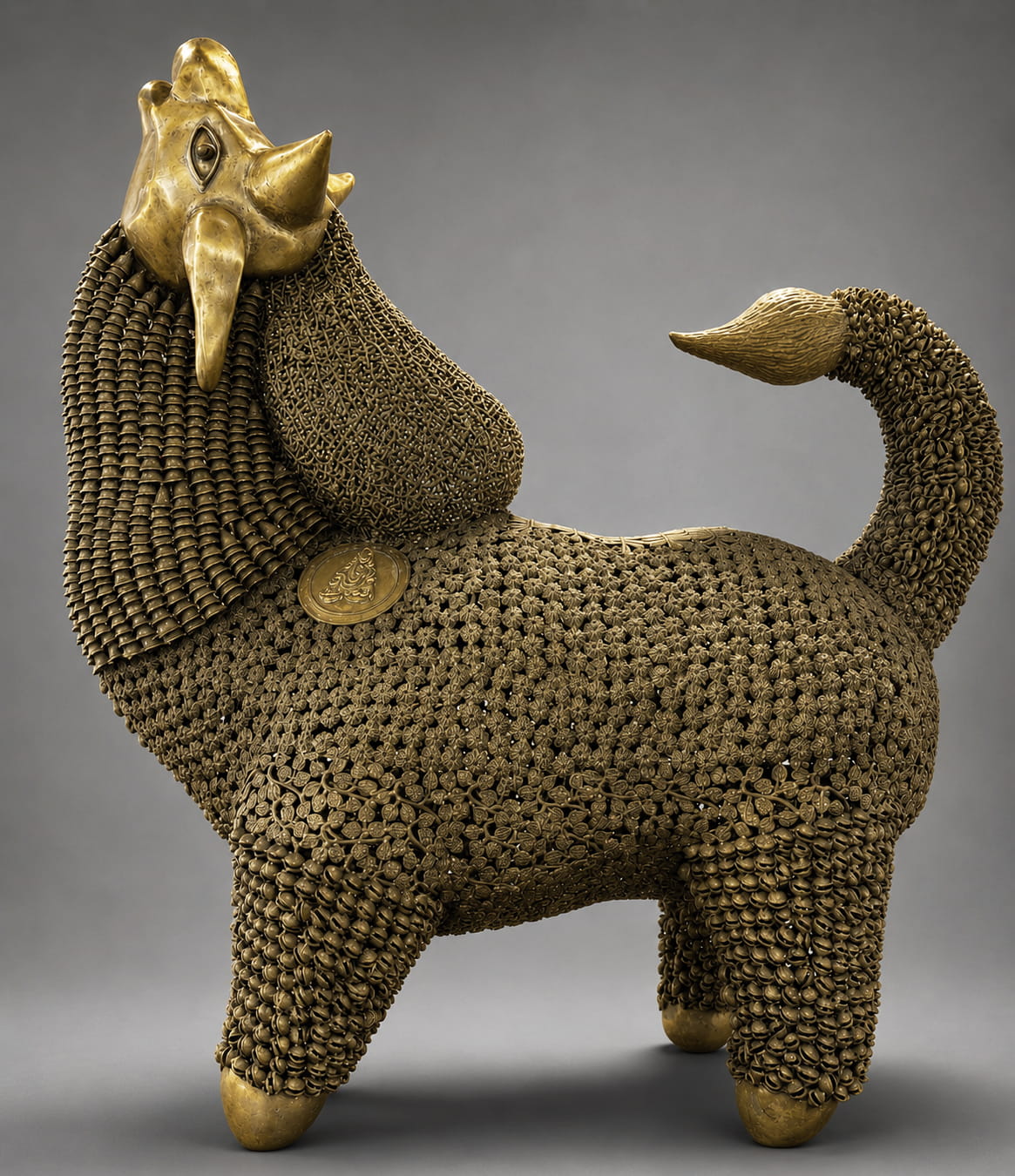 Artistic Abhaya Brass Nandi Sculpture - 60 inches
