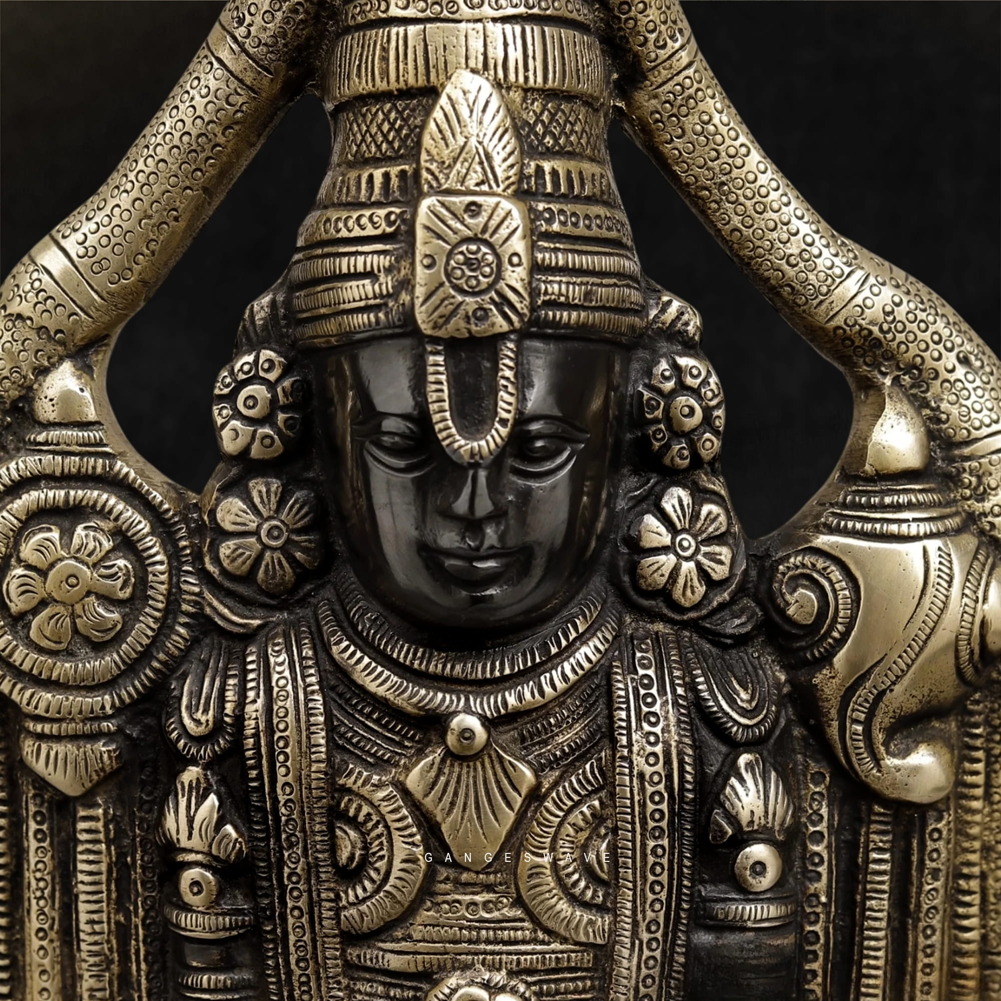 Brass Tirupati Balaji Statue in Antique Finish - 19 inches - Image 5