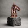 Antique Finish Brass Horse Head Sculpture - 20 inches