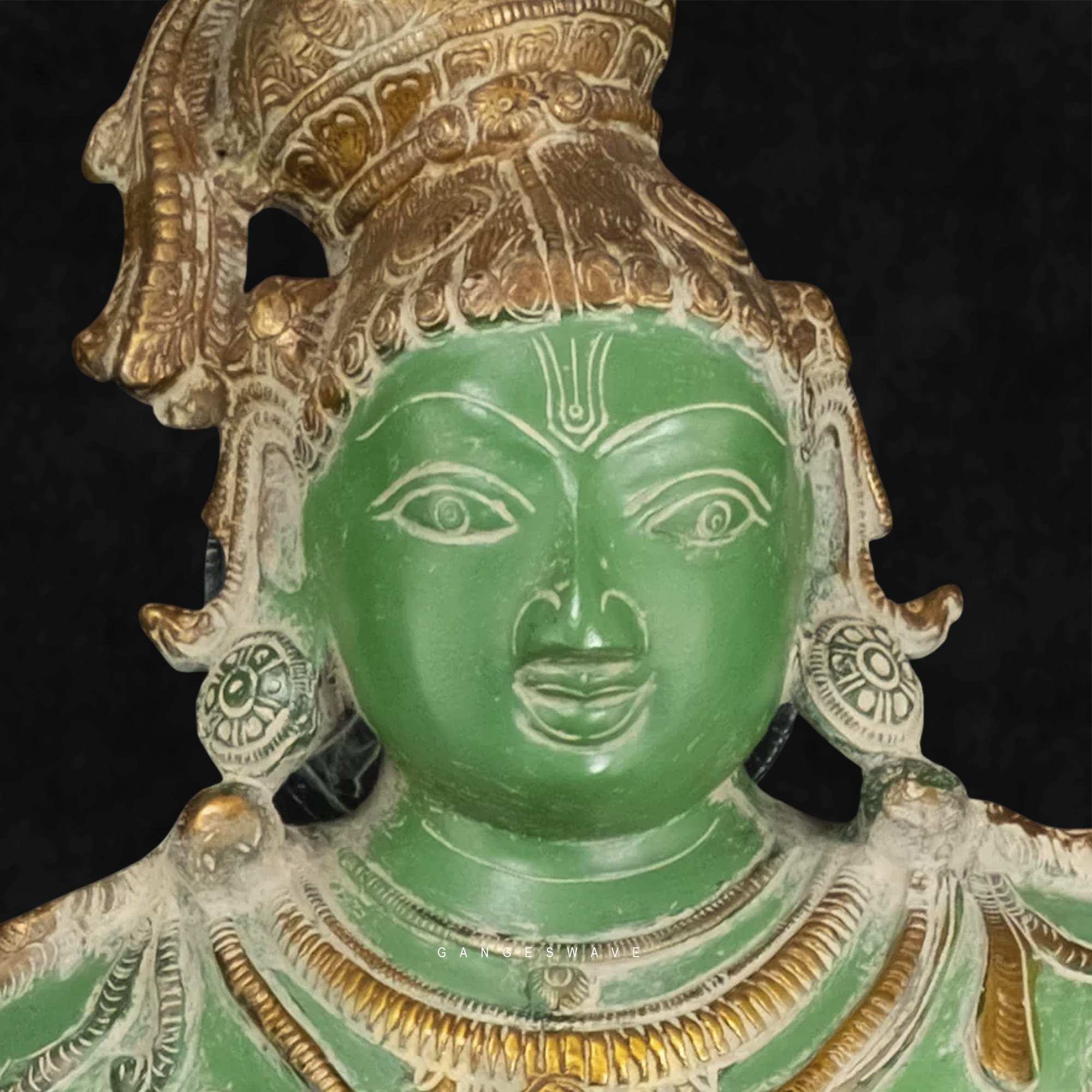 Vintage Finish Brass Krishna Murti on Kaliya Naag - 34 inches - Image 6