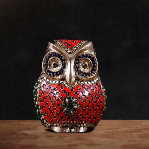 handcrafted-brass-owl-table-decor-with-meenakari-work-7-inches