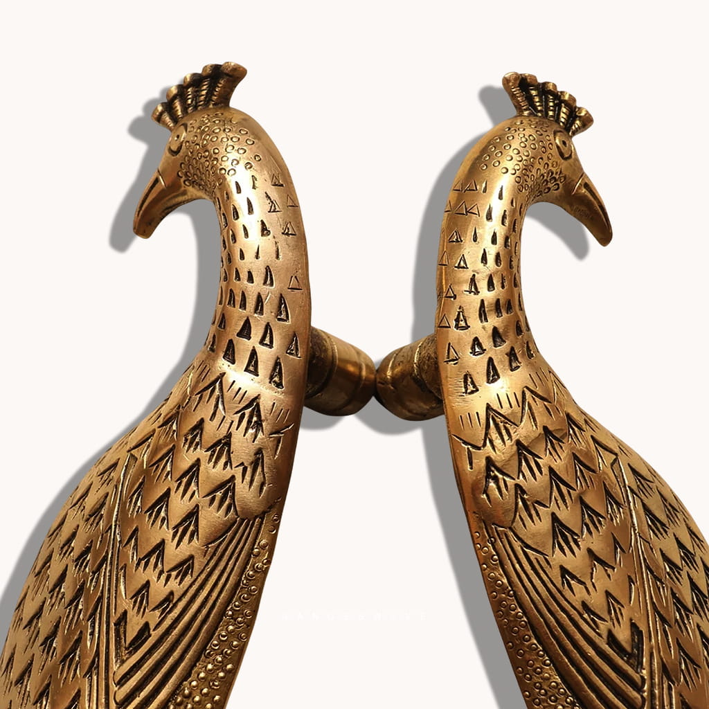 Peacock Brass Door Handle (Pair) - 18 inches - Image 4