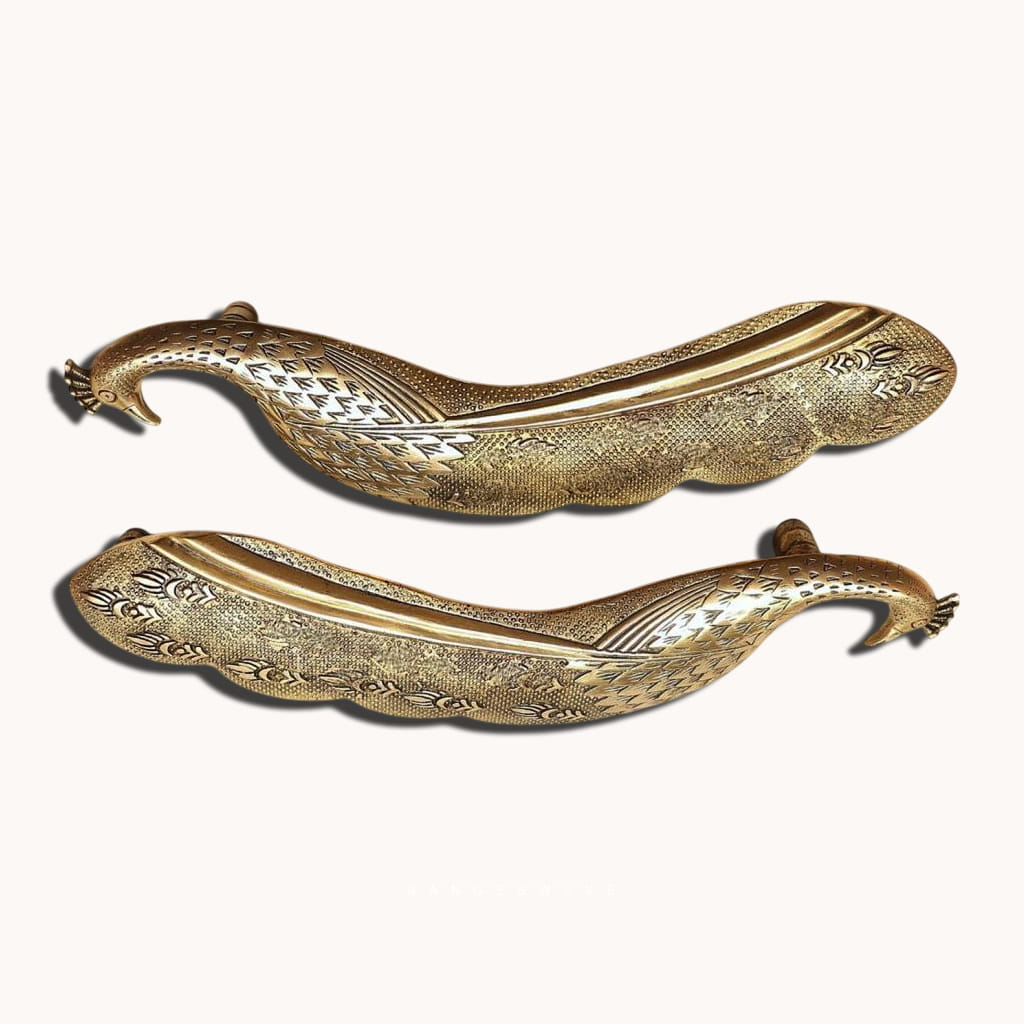 Peacock Brass Door Handle (Pair) - 18 inches - Image 5
