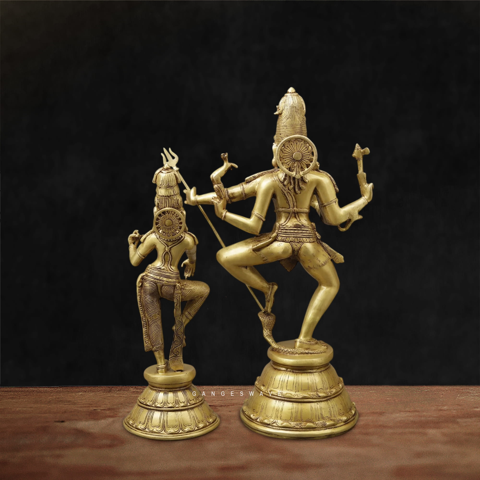 Divine Dancing Shiva and Devi Brass Sculpture - Image 3