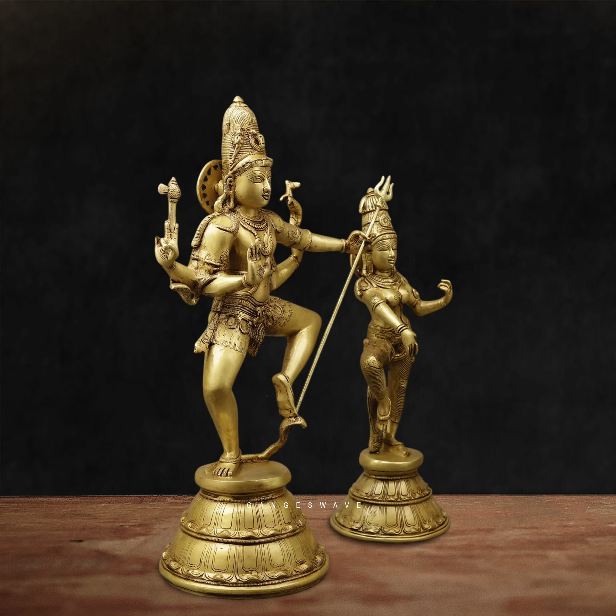 Divine Dancing Shiva and Devi Brass Sculpture - Image 4