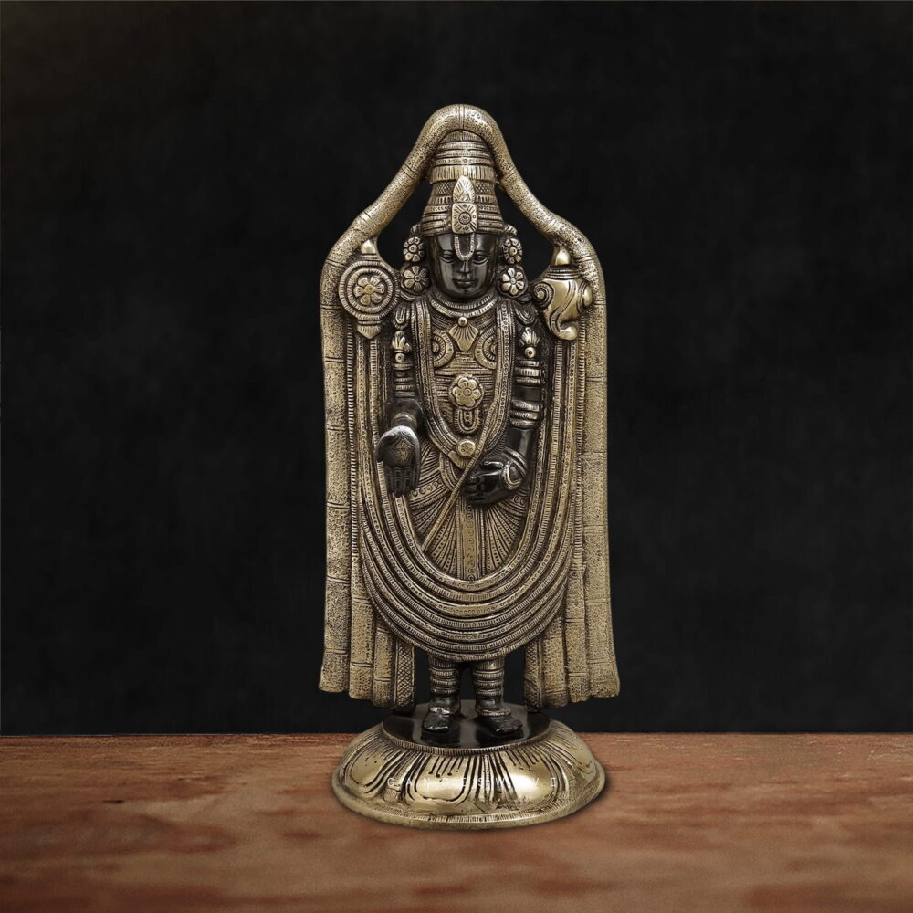 Brass Tirupati Balaji Statue in Antique Finish - 19 inches