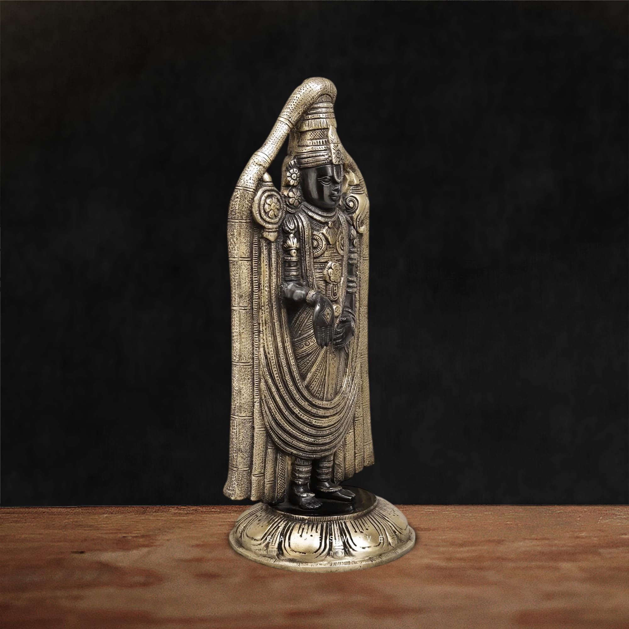 Brass Tirupati Balaji Statue in Antique Finish - 19 inches - Image 2